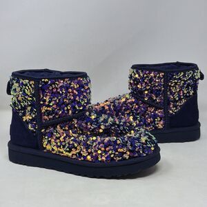 UGG Classic Mini Stellar Sequin Boots Womens 7 Medallion Iridescent 1112515